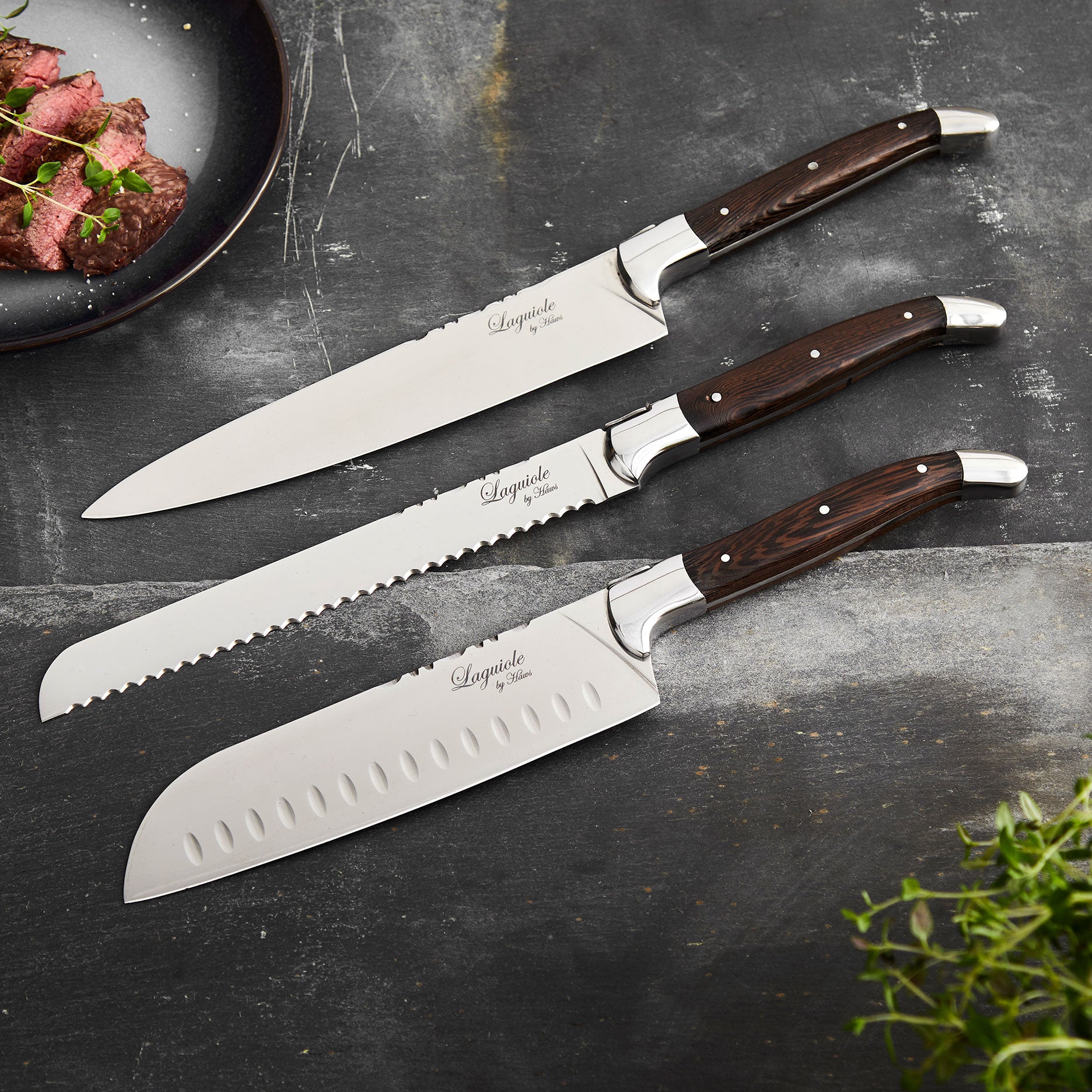 Messer-Set 3-teilig Wengé